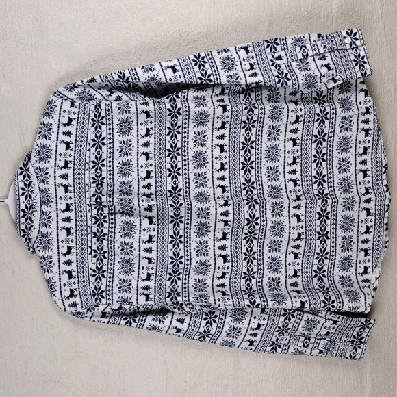 Lands'End Blue White Nordic Style Pointed Collar Long Sleeve Button Down Shirt - Picture 7 of 12